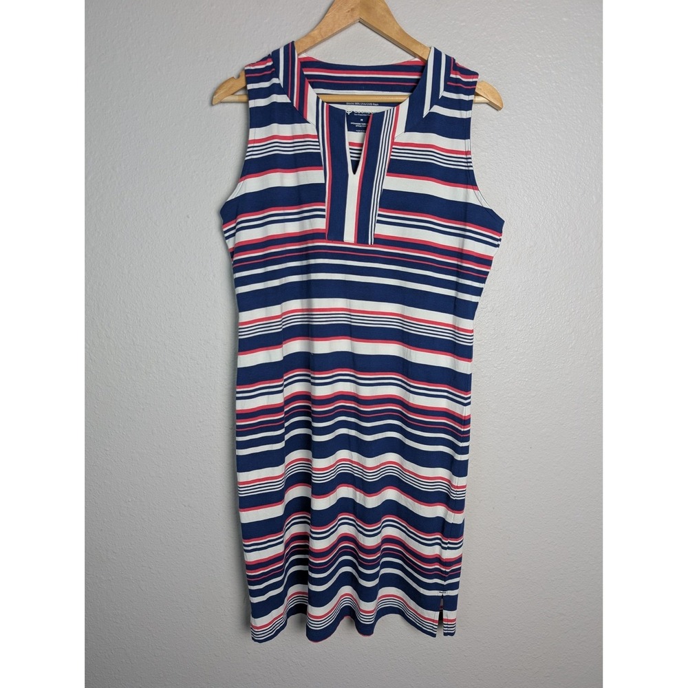 Coolibar Dress Womens M Blue Knee‎ Length Tank Dress V-Neck Striped India